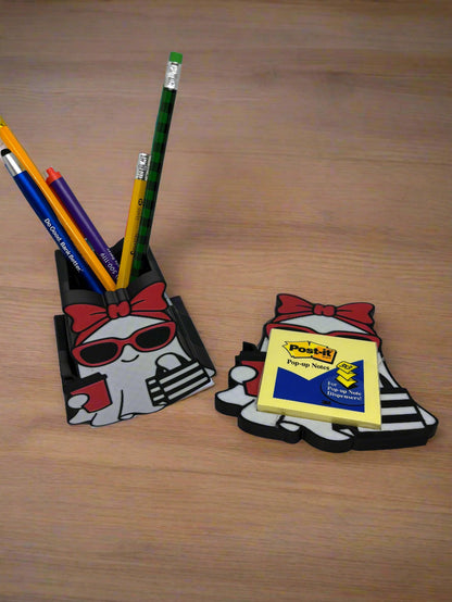 Boujee ghost pencil and note pad holder