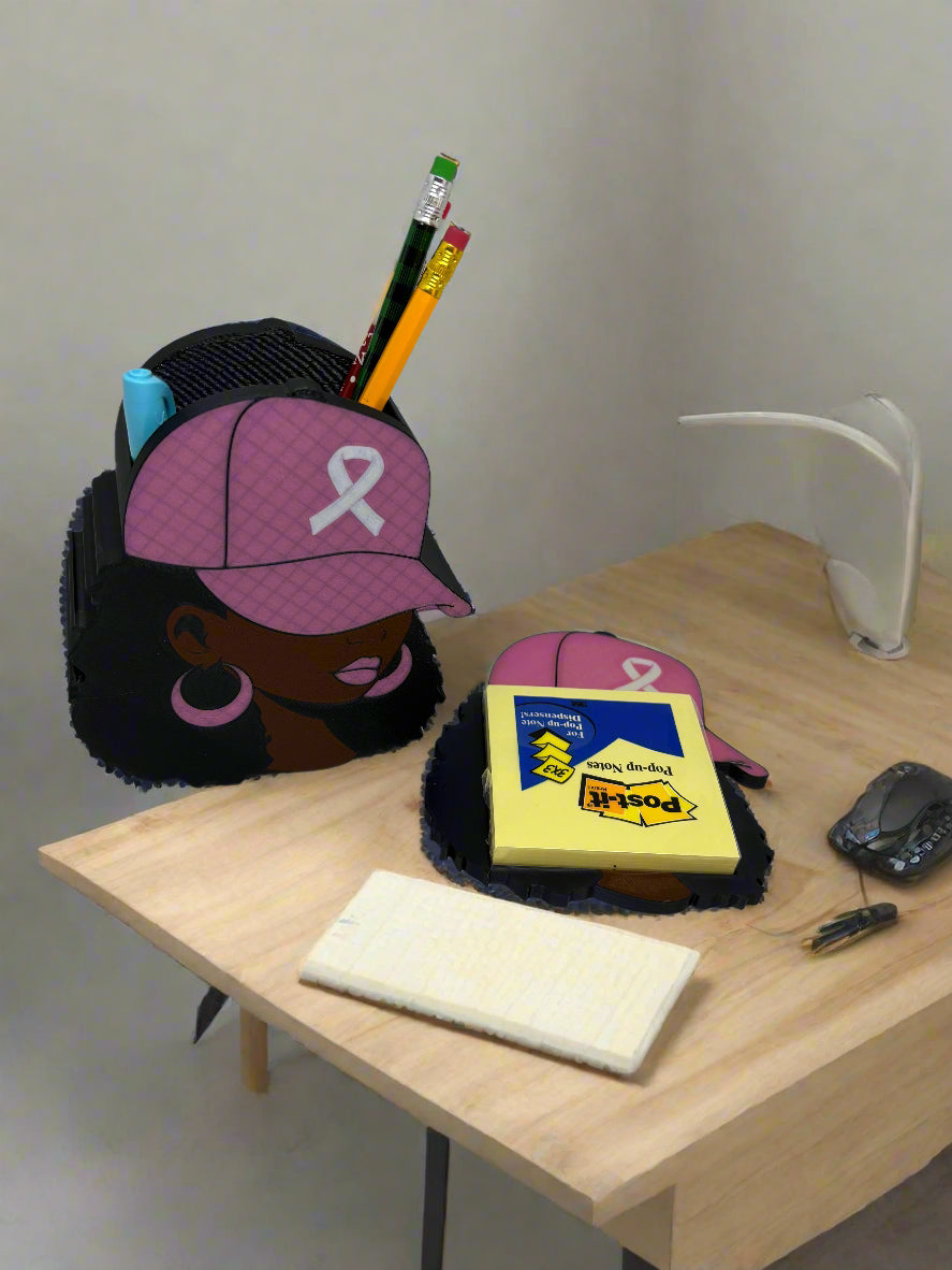 Breast Cancer awareness pen and note pad holder