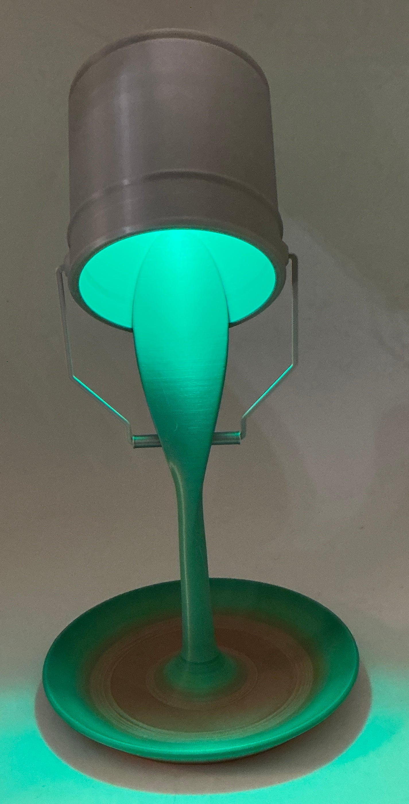 Bucket, desk/portable lamp with tray.