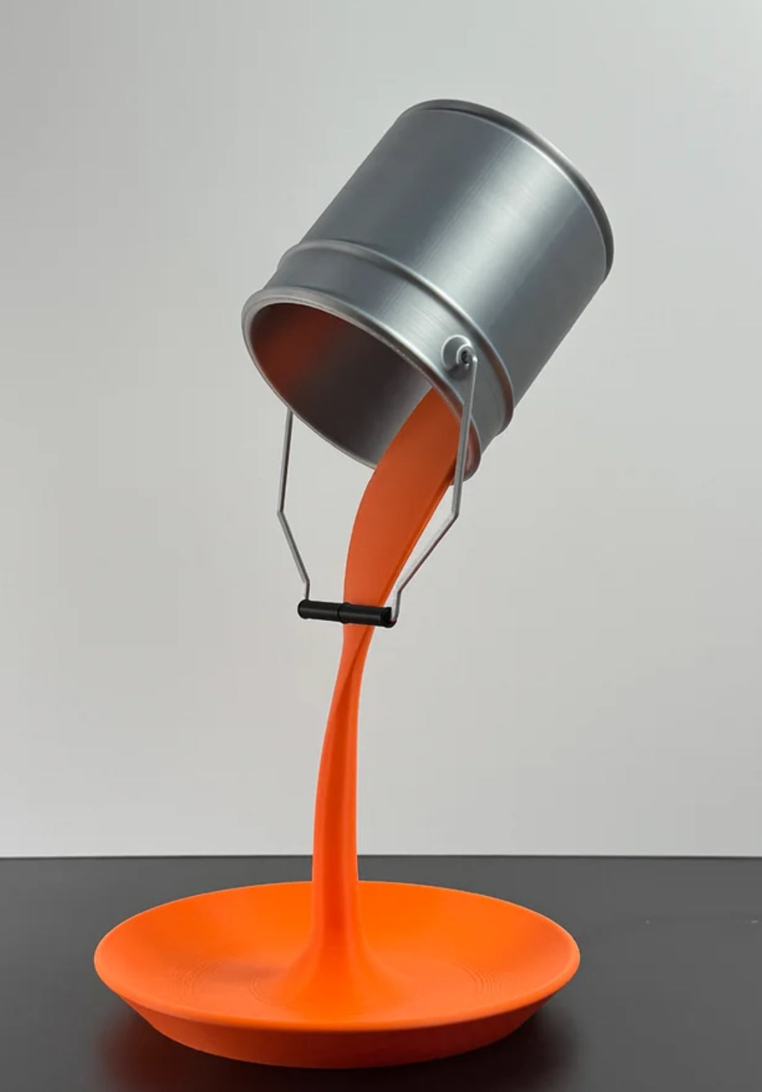 Bucket, desk/portable lamp with tray.