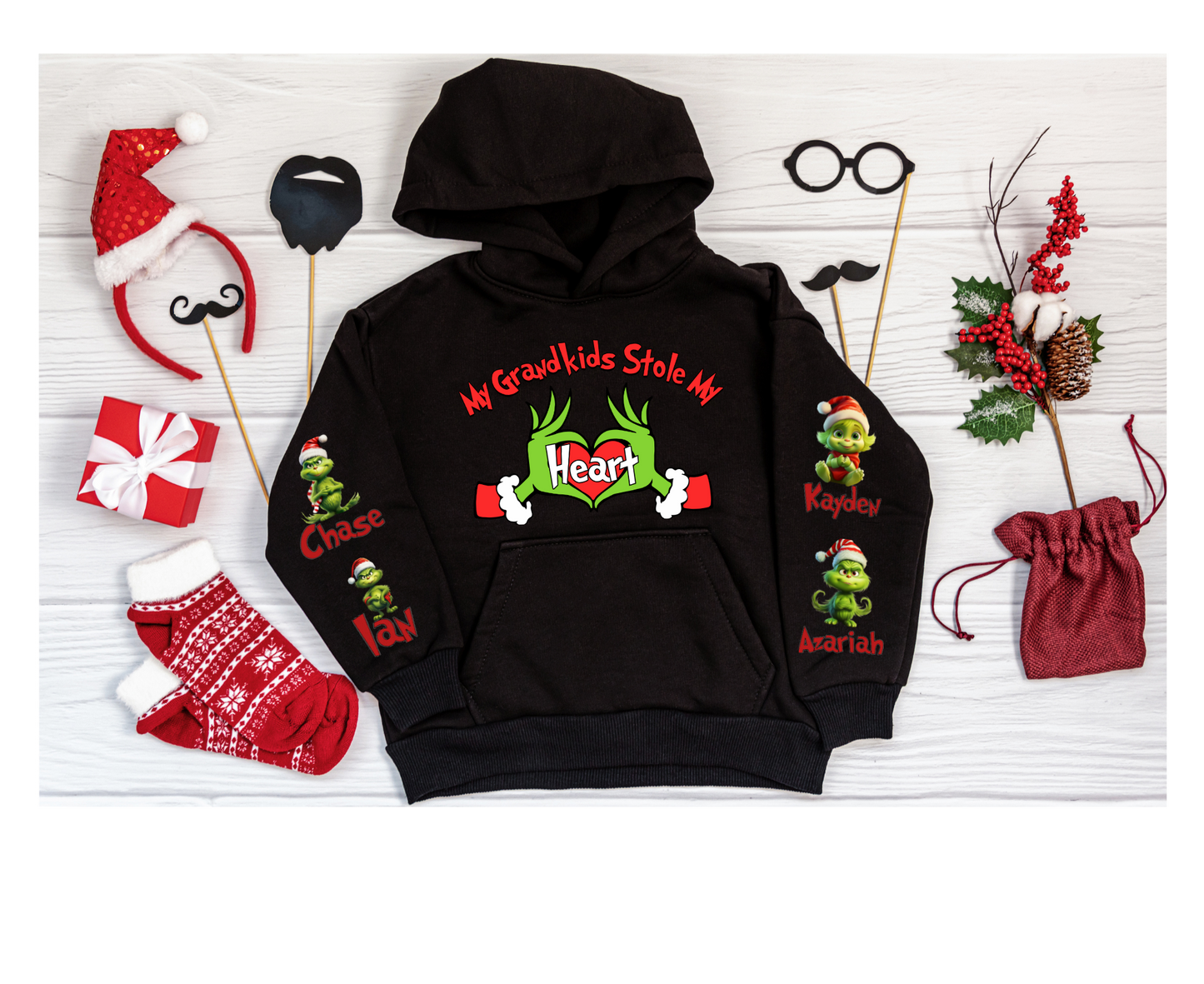 My Grand Kids Stole My Heart Christmas Hoodie