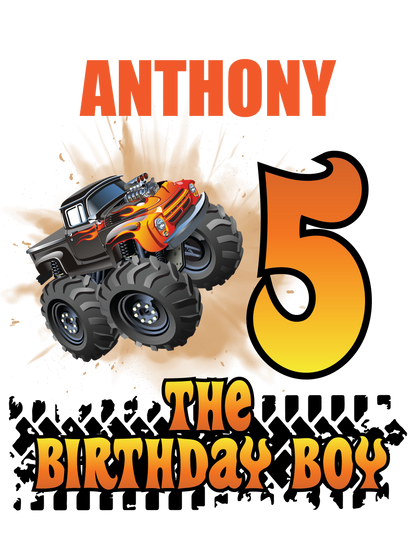 Monster truck birthday shirts