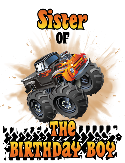 Monster truck birthday shirts