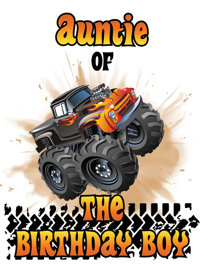 Monster truck birthday shirts