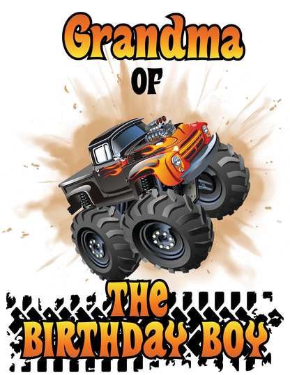 Monster truck birthday shirts