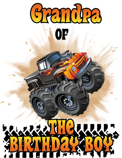 Monster truck birthday shirts