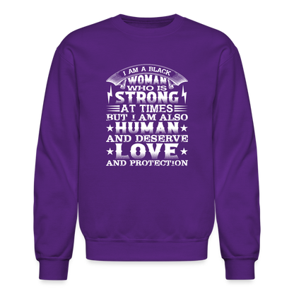 I am a Black Woman Crewneck Sweatshirt - purple